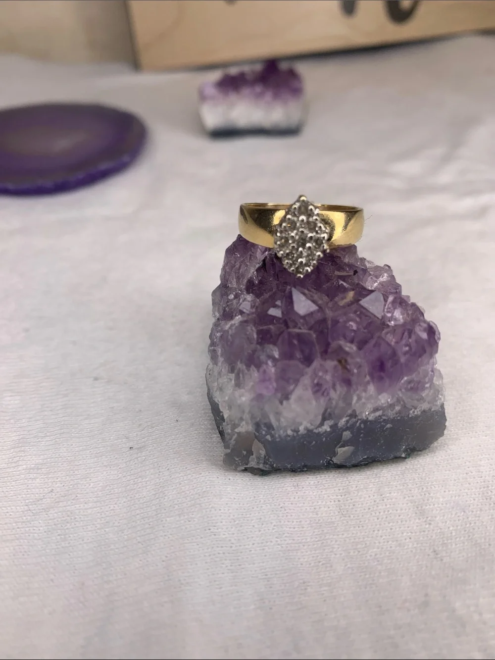 Vintage 14 kart gold diamond cluster ring size 6 1/2